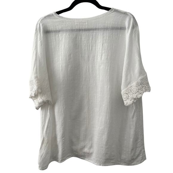 Max Studio Plus Textured Cotton-Rayon Tie-Waist Top Size 1X – Summer Boho Chic - Picture 6 of 7